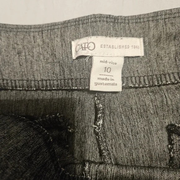 Gray Striped Textured Womens Mid Rise Pants With Cute Buttons On Each Leg - Picture 2 of 6